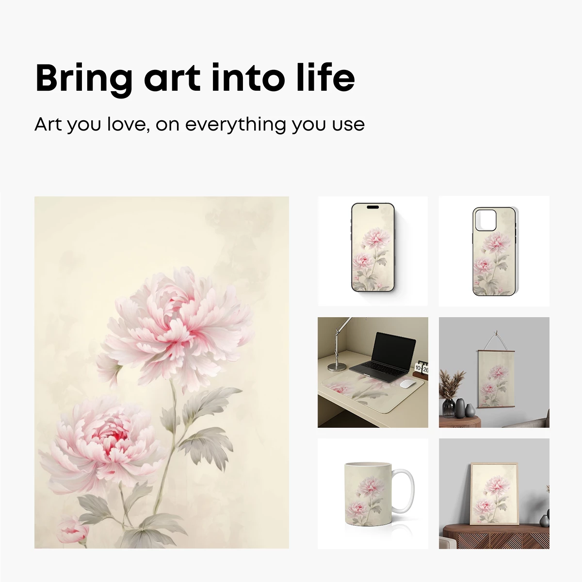 Elegant Peony Whisper: Soft Blooms in Watercolor Harmony - Image 2