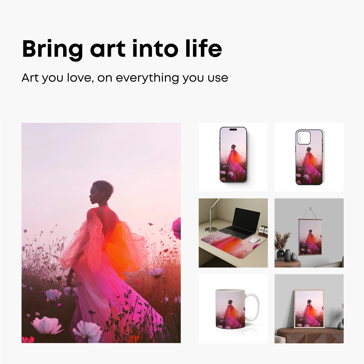 Ethereal Bloom: Sunset Silhouette in Floral Fantasy - Image 2