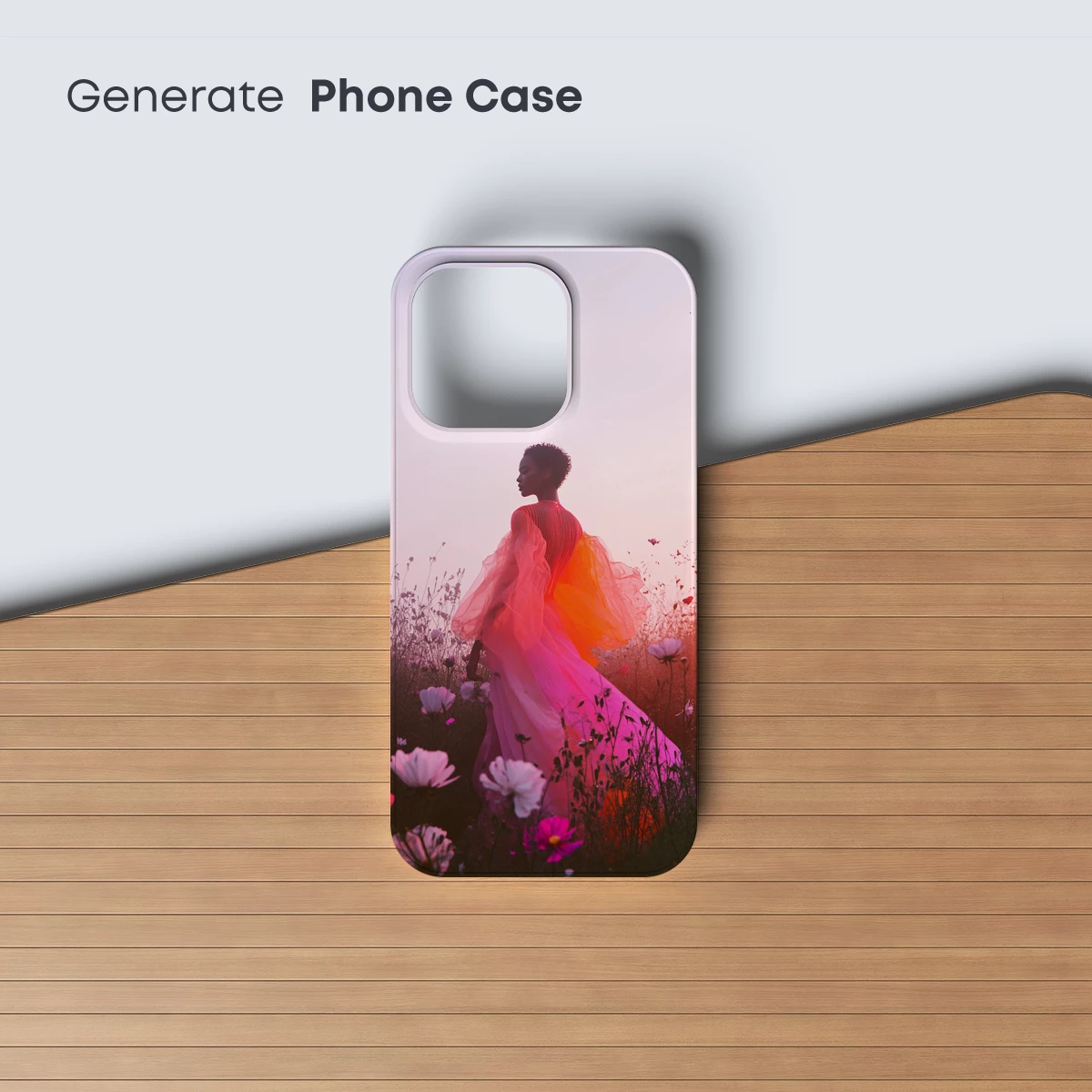 Ethereal Bloom: Sunset Silhouette in Floral Fantasy - Image 3