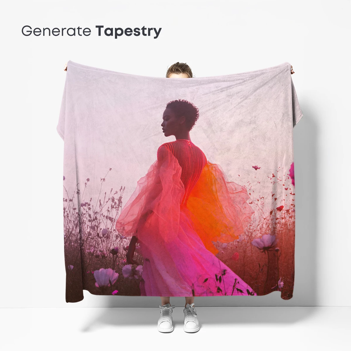 Ethereal Bloom: Sunset Silhouette in Floral Fantasy - Image 5