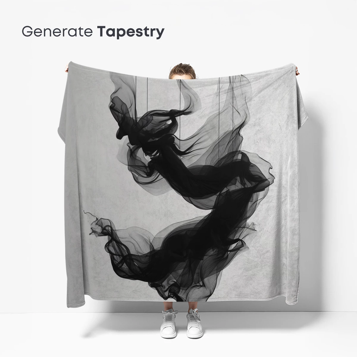 Ethereal Ink Dance: Fluid Black Whispers in White Space - Image 5