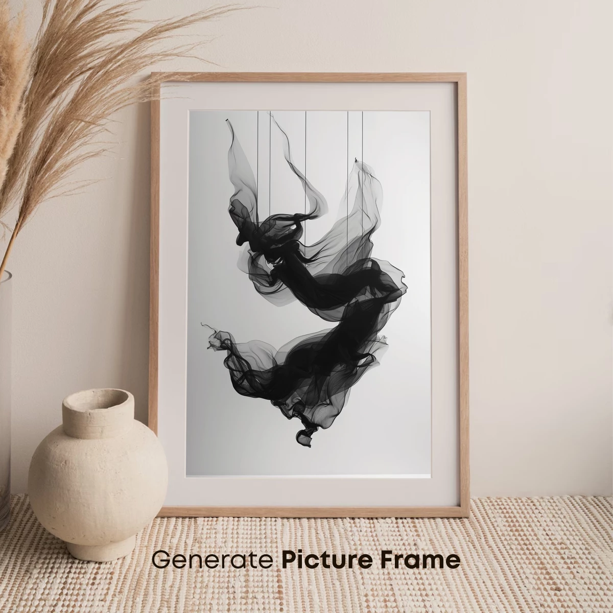 Ethereal Ink Dance: Fluid Black Whispers in White Space - Image 7