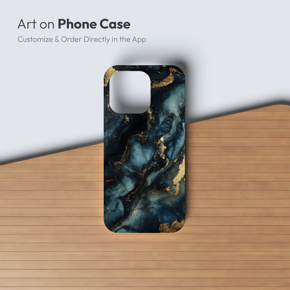 Ethereal Midnight Waves: Gold and Navy Abstract Fusion - Image 3