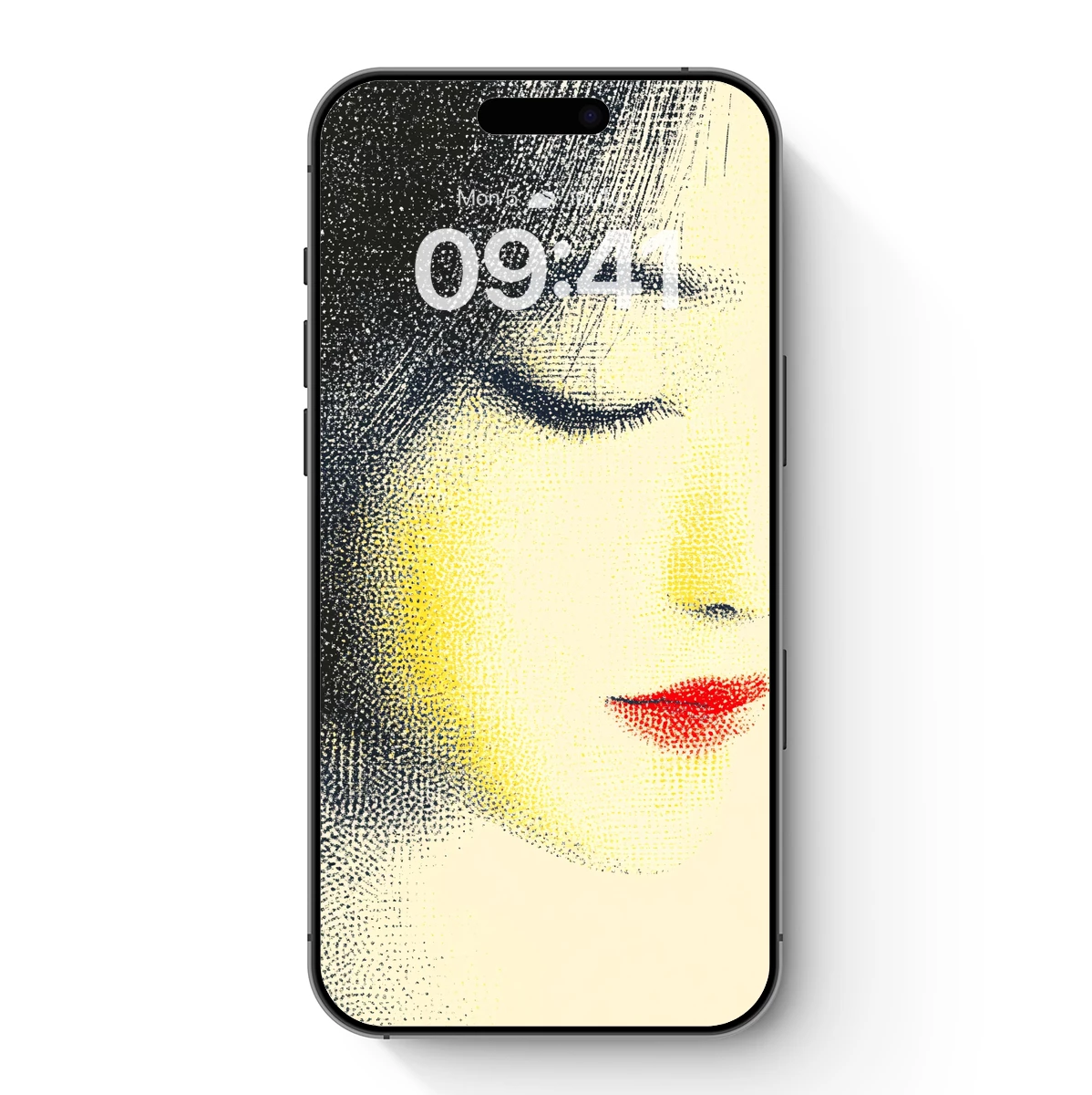 Dotwork Portrait: Elegance in Red and Yellow