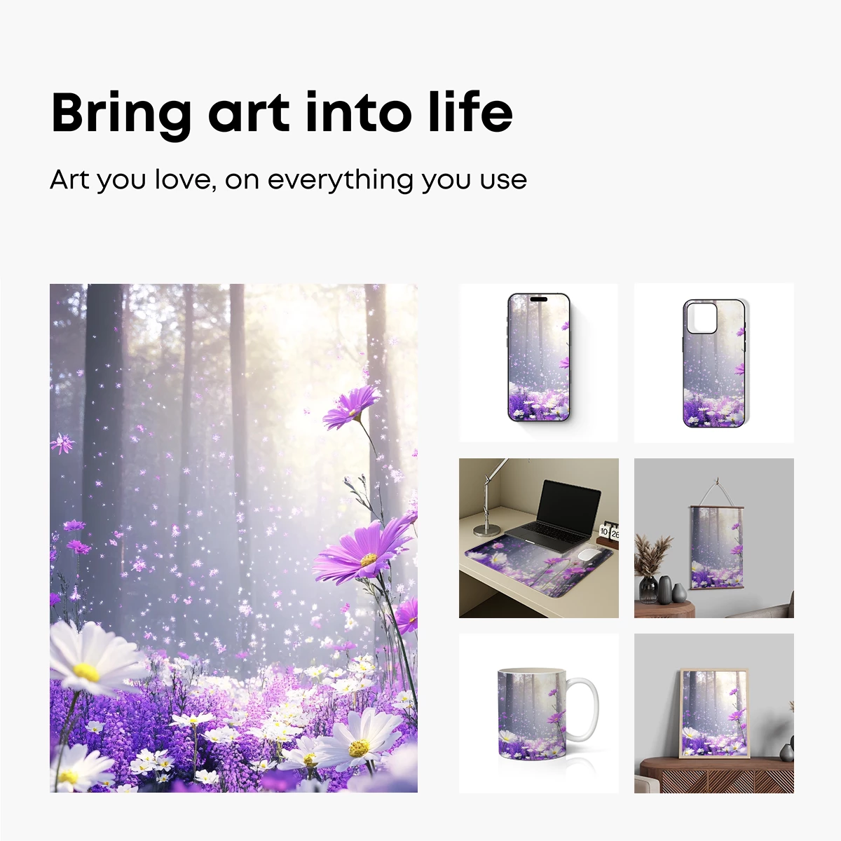 Enchanted Forest Bloom: Purple Floral Fantasy - Image 2