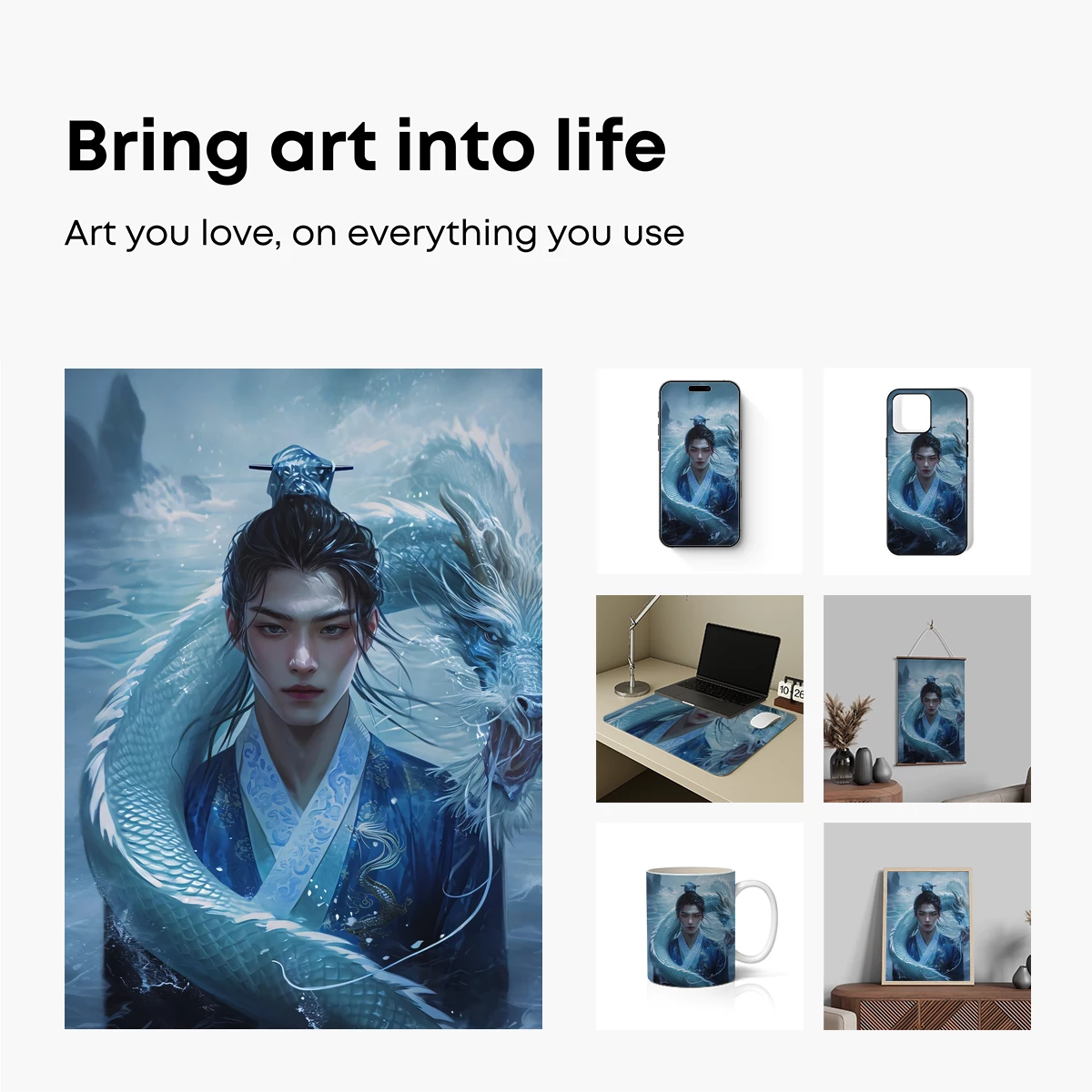 Ethereal Dragon Embrace: Mythic Fantasy Art - Image 2