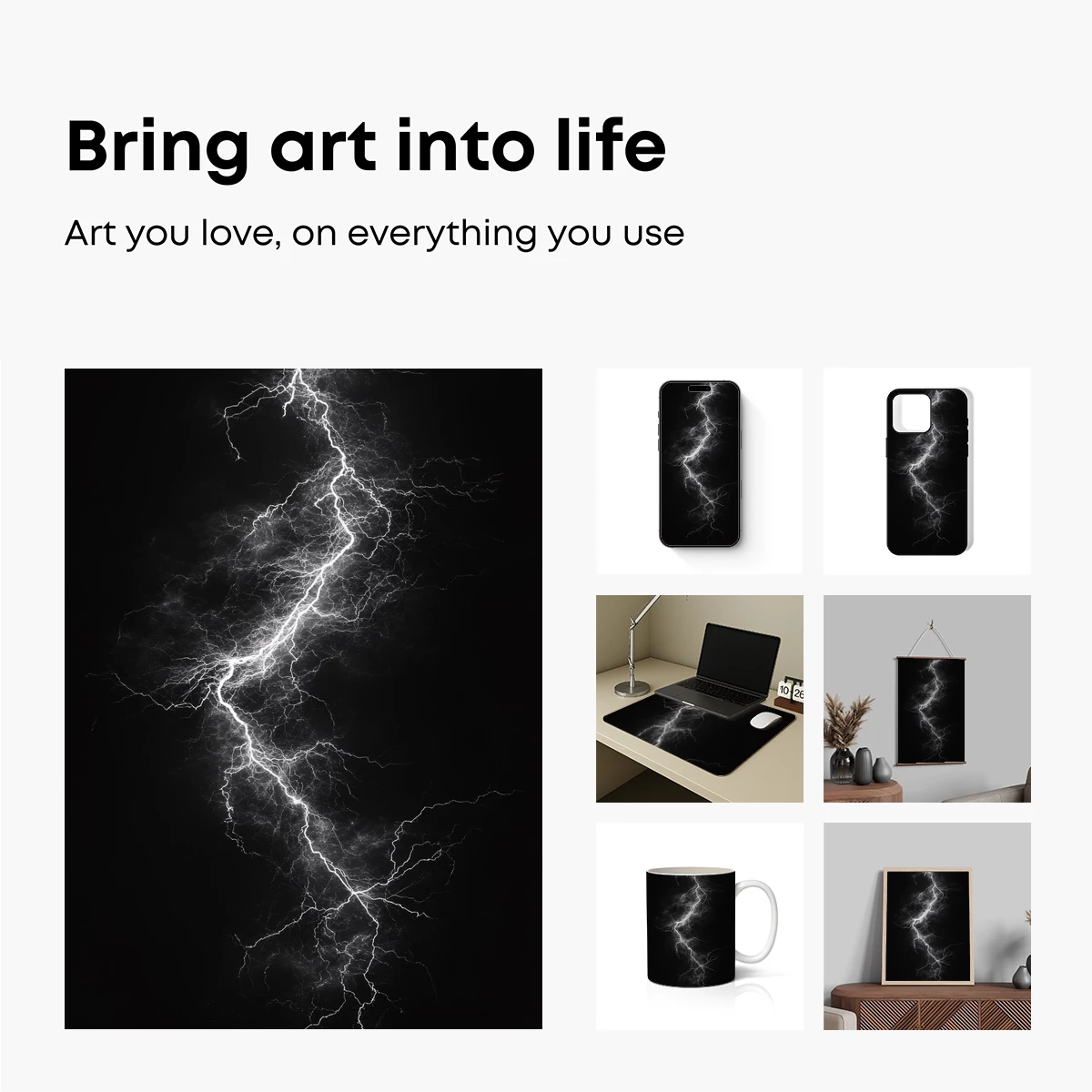 Electric Storm: Monochrome Lightning Bolt - Image 2