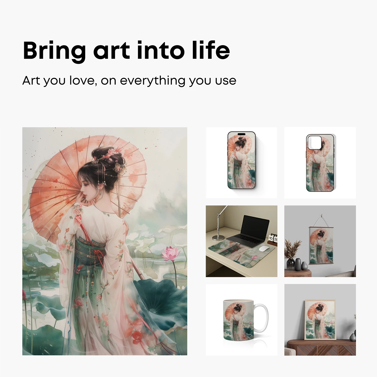 Elegant Lotus Dream: Hanfu Beauty with Parasol - Image 2