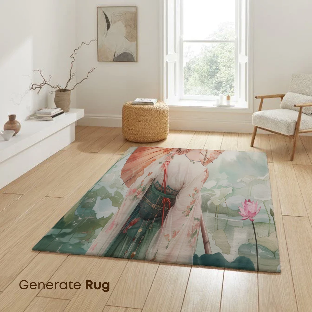 Elegant Lotus Dream: Hanfu Beauty with Parasol - Image 6