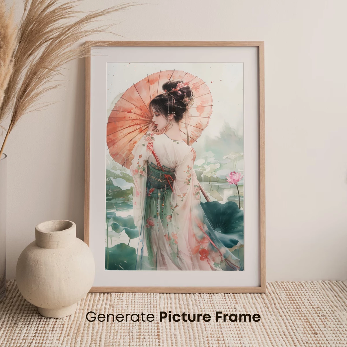 Elegant Lotus Dream: Hanfu Beauty with Parasol - Image 7