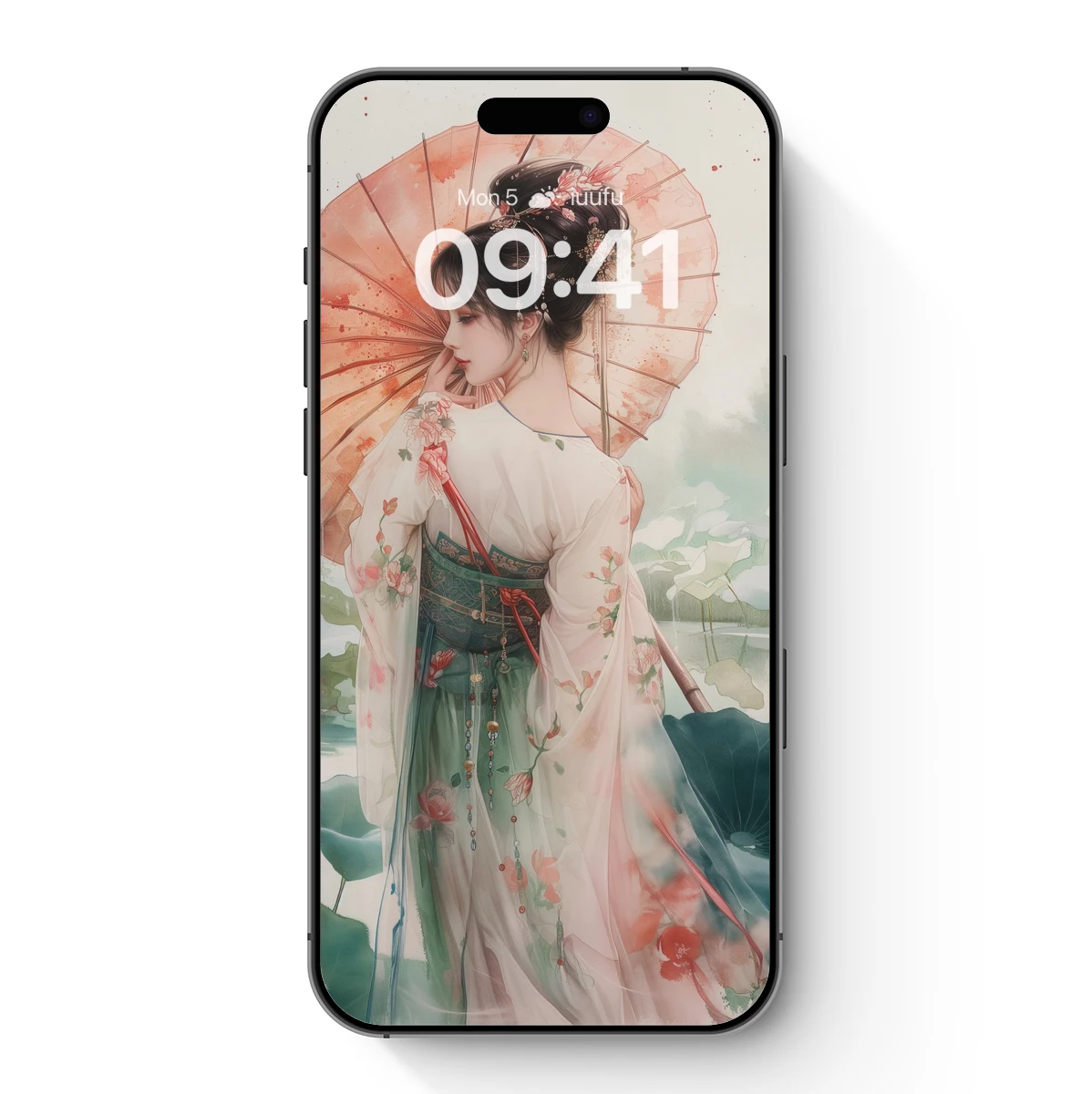 Elegant Lotus Dream: Hanfu Beauty with Parasol