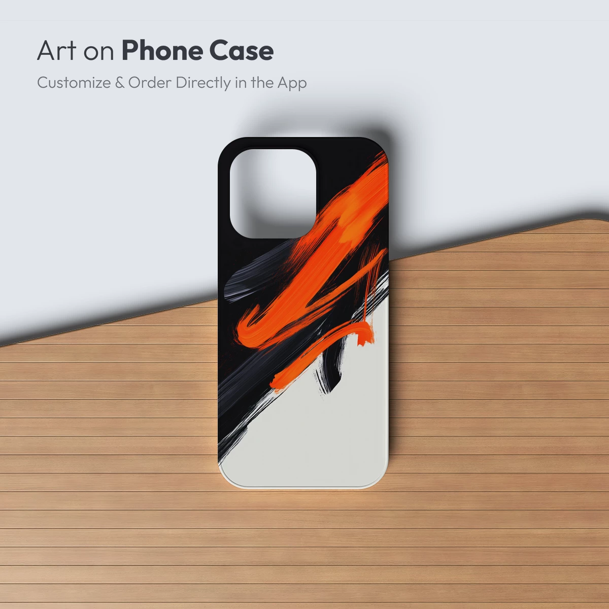 Bold Brushstroke Symphony: Orange and Black Abstract Art - Image 3