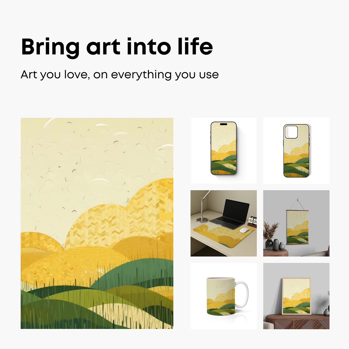 Harvest Waves: Geometric Landscape Art - Image 2
