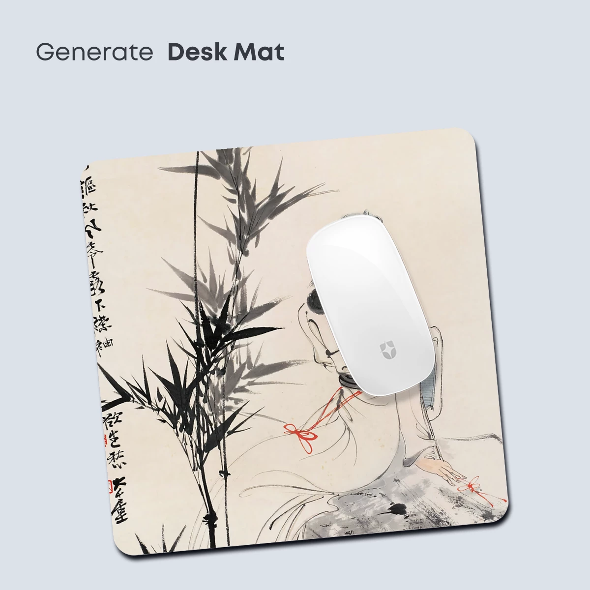 Elegant Bamboo Reverie: A Poetic Figure in Monochrome - Image 4