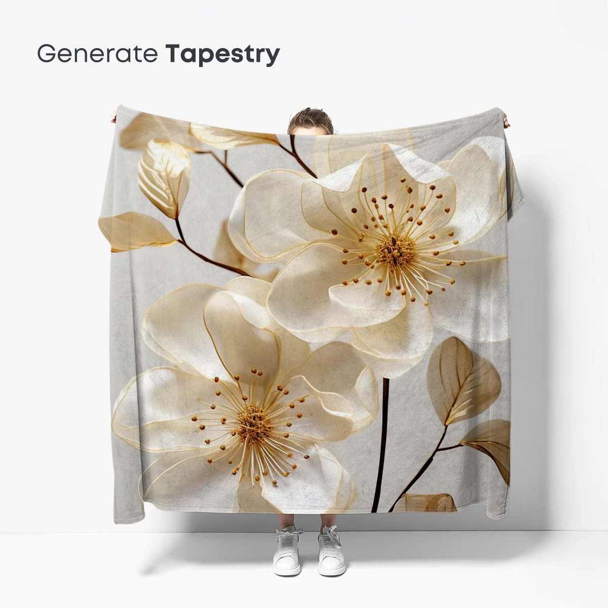 Elegant Golden Blossoms: A Symphony of Cream and Gold - Image 5