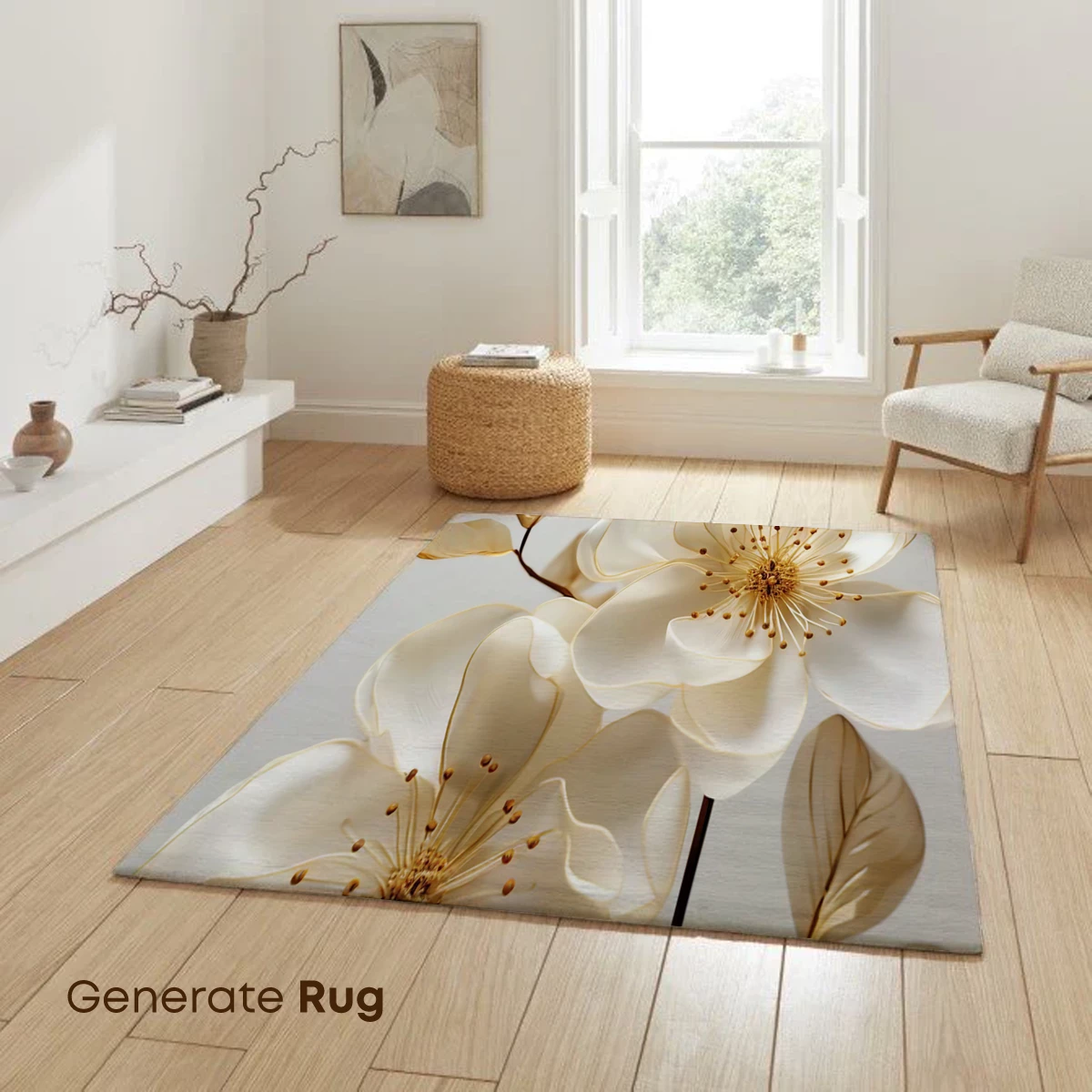 Elegant Golden Blossoms: A Symphony of Cream and Gold - Image 6