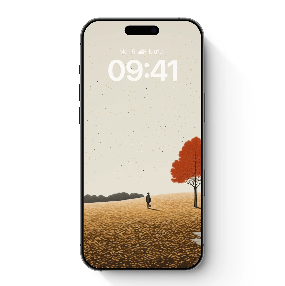 Autumn Solitude: Lone Figure Under a Scarlet Tree Autumn Solitude: Lone Figure Under a Scarlet Tree