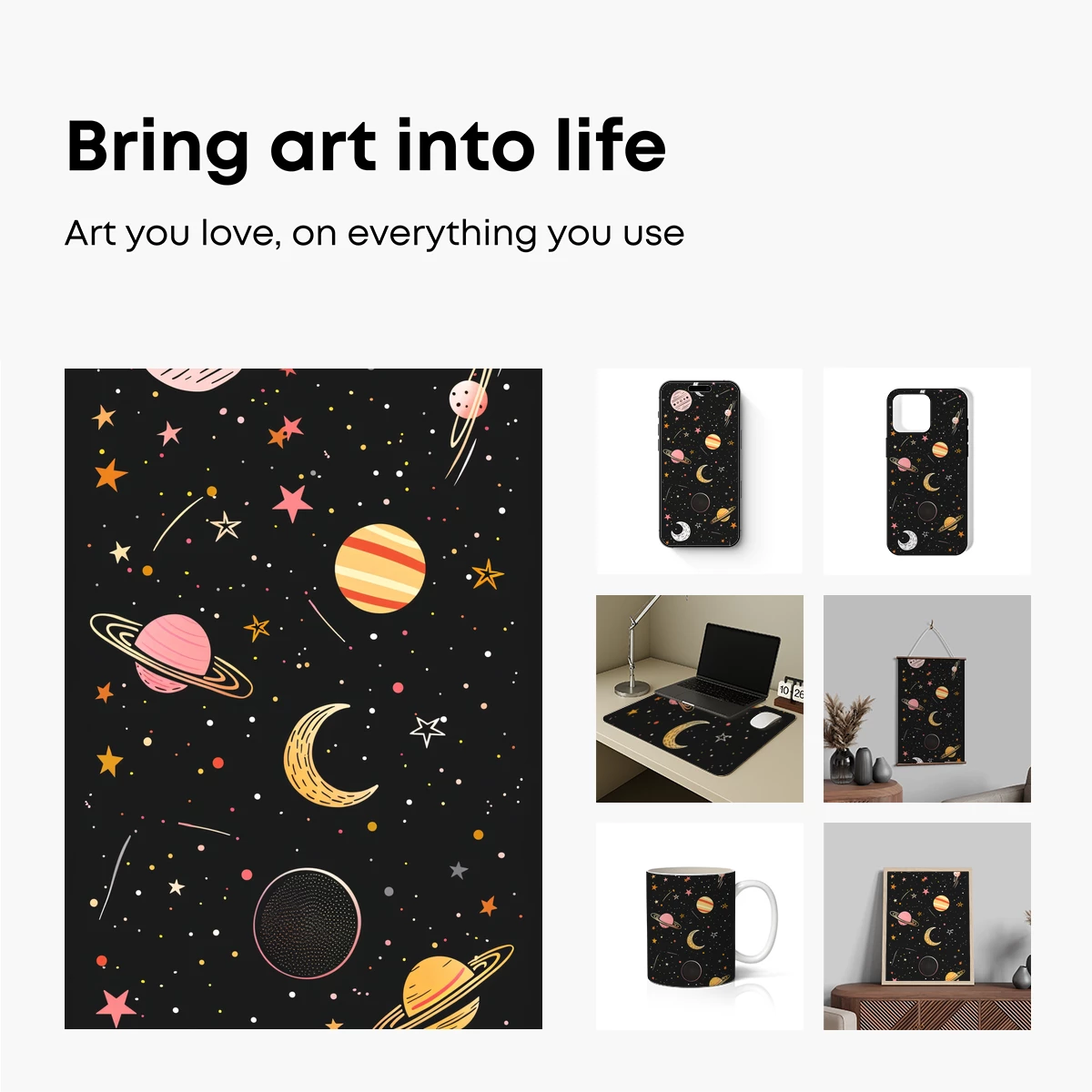 Cosmic Dreamscape: Whimsical Planets and Stars - Image 2