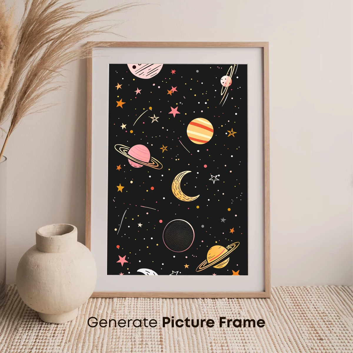 Cosmic Dreamscape: Whimsical Planets and Stars - Image 7
