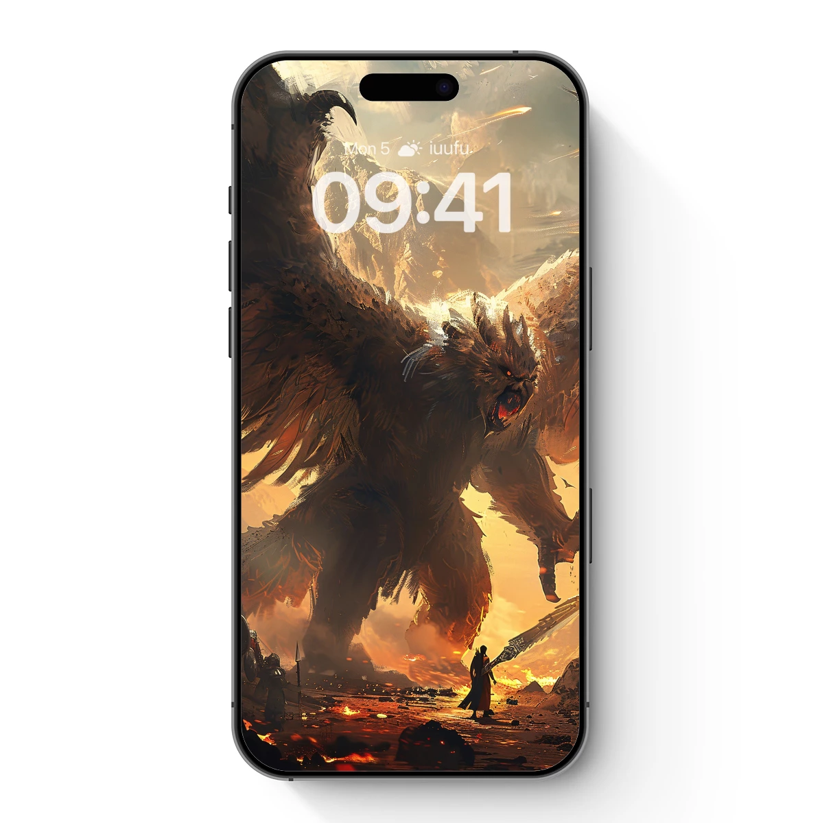 Epic Clash: Titan Beast in Fiery Dawn