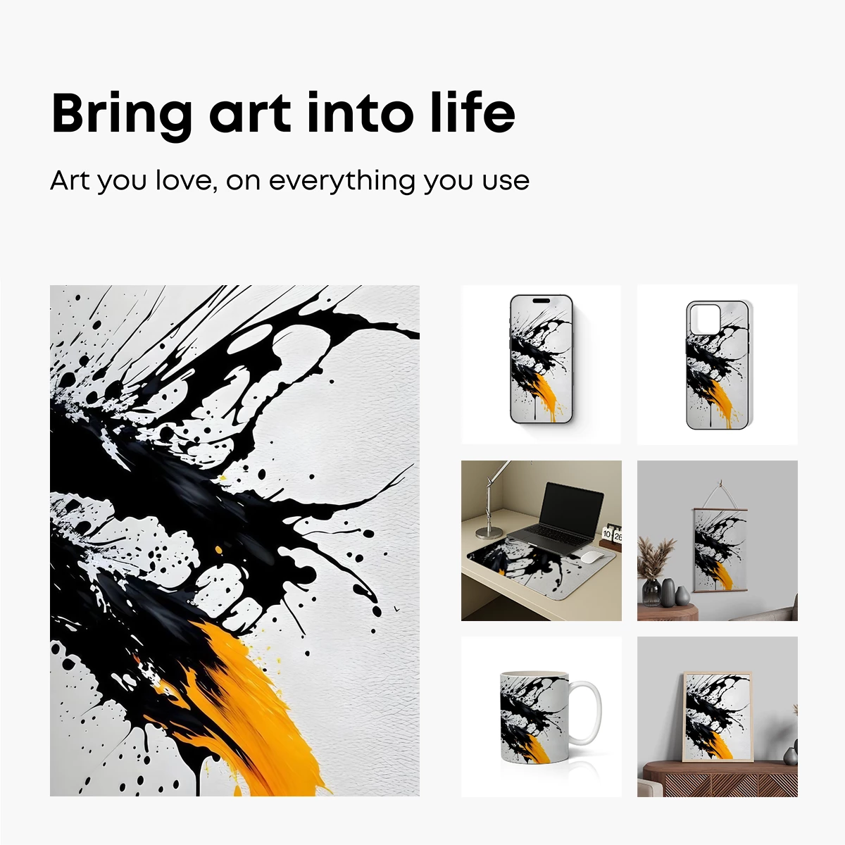 Bold Black and Gold Splash Art