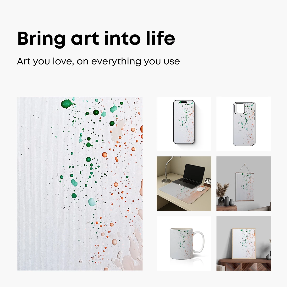 Abstract Splash: Green and Coral Dots Merge - Image 2