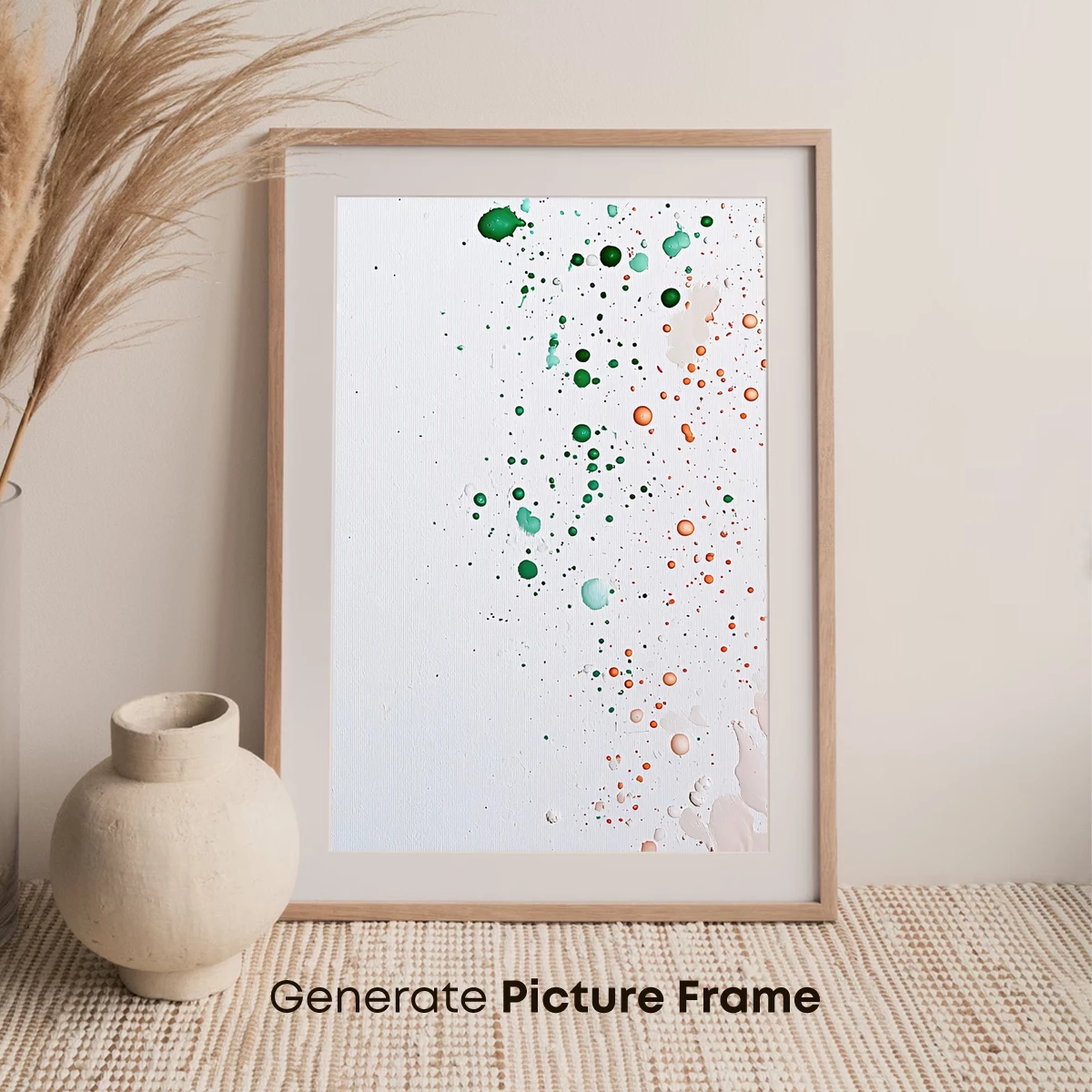 Abstract Splash: Green and Coral Dots Merge - Image 7