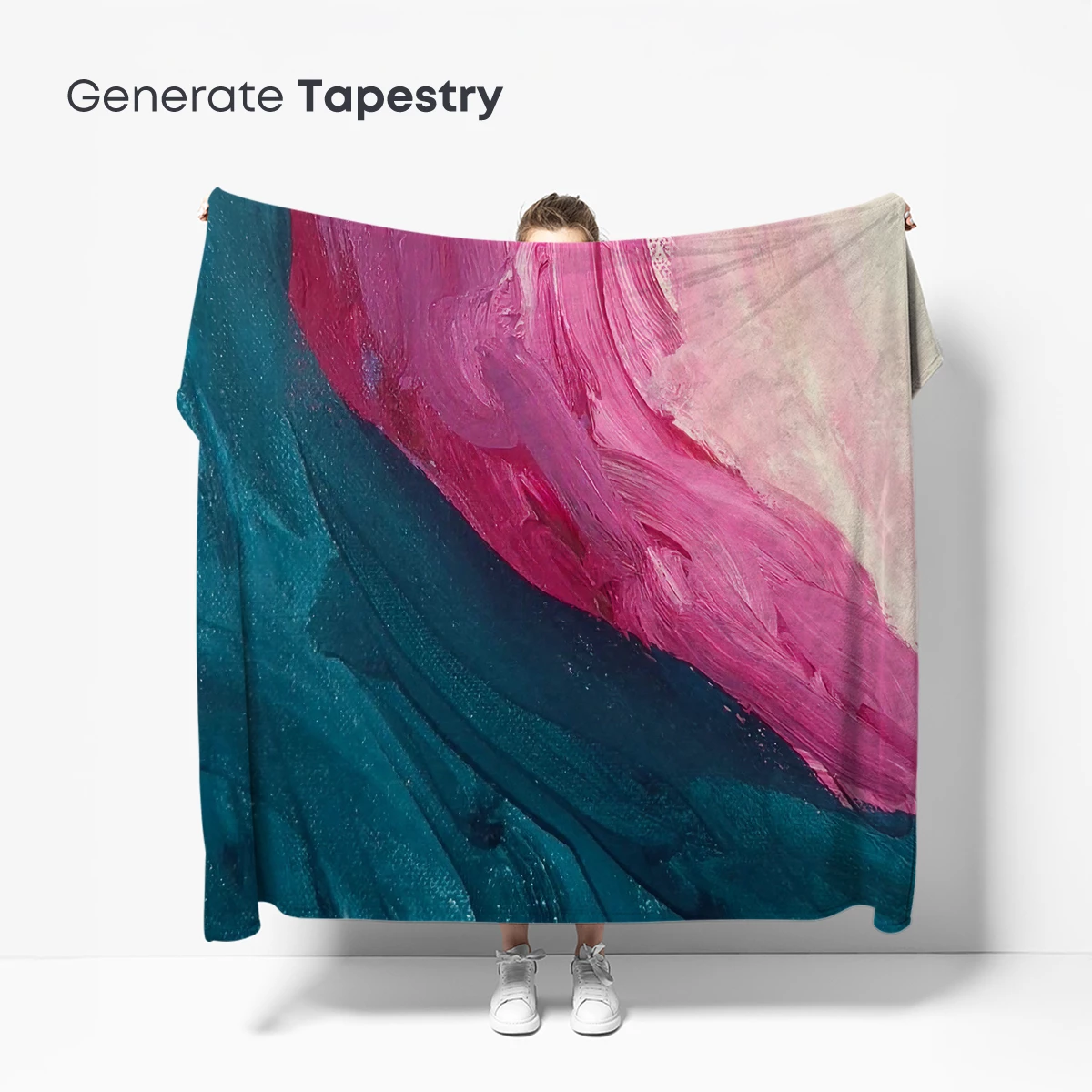 Abstract Fusion: Teal and Pink Brushstrokes - Image 5