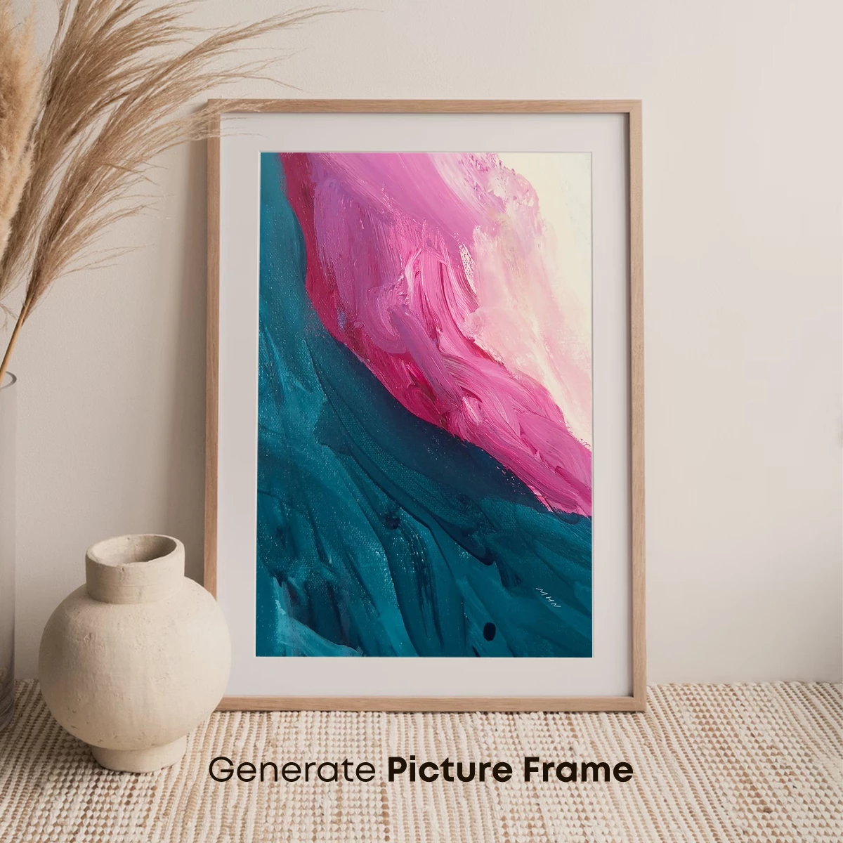 Abstract Fusion: Teal and Pink Brushstrokes - Image 7