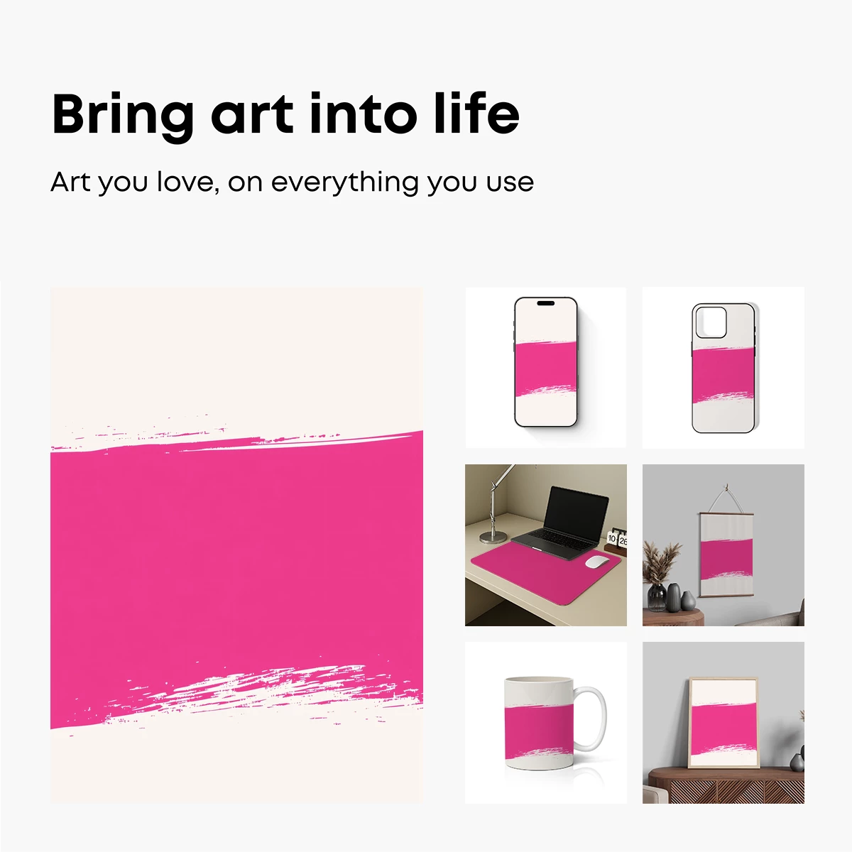 Bold Brushstroke Symphony in Pink - Image 2