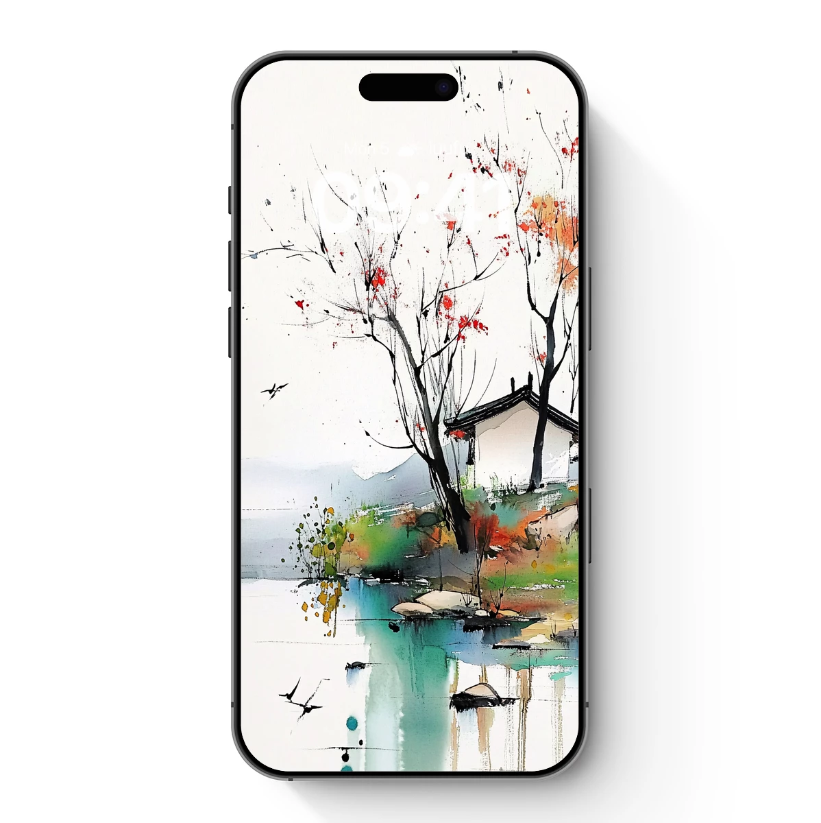 Autumnal Serenity: Ink and Watercolor Harmony