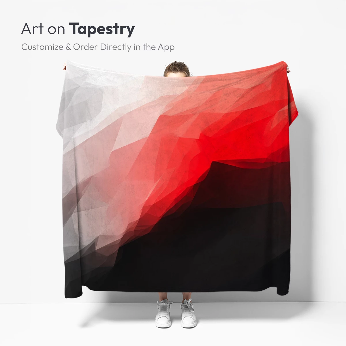 Geometric Dawn: Red and White Polygonal Fusion - Image 5