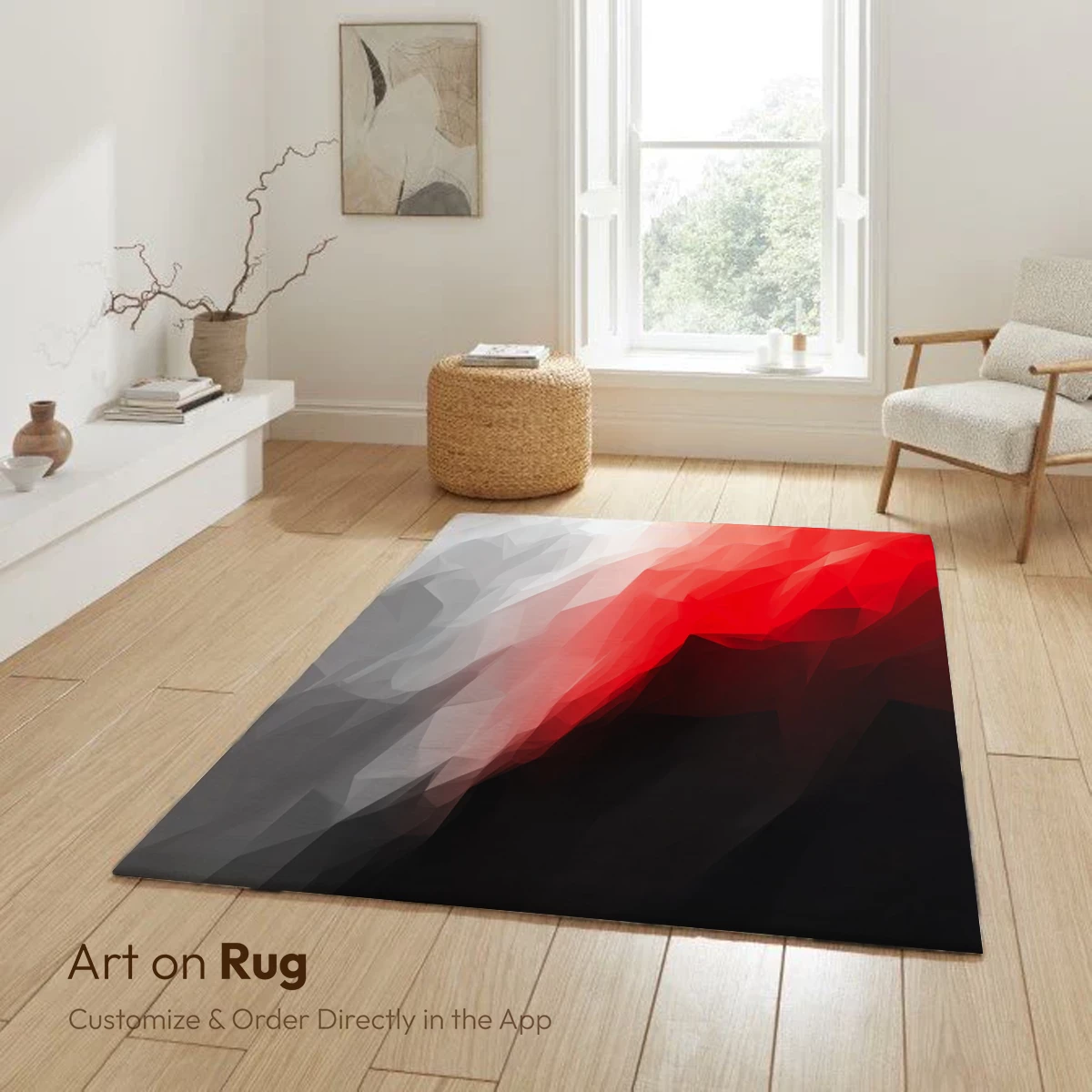 Geometric Dawn: Red and White Polygonal Fusion - Image 6