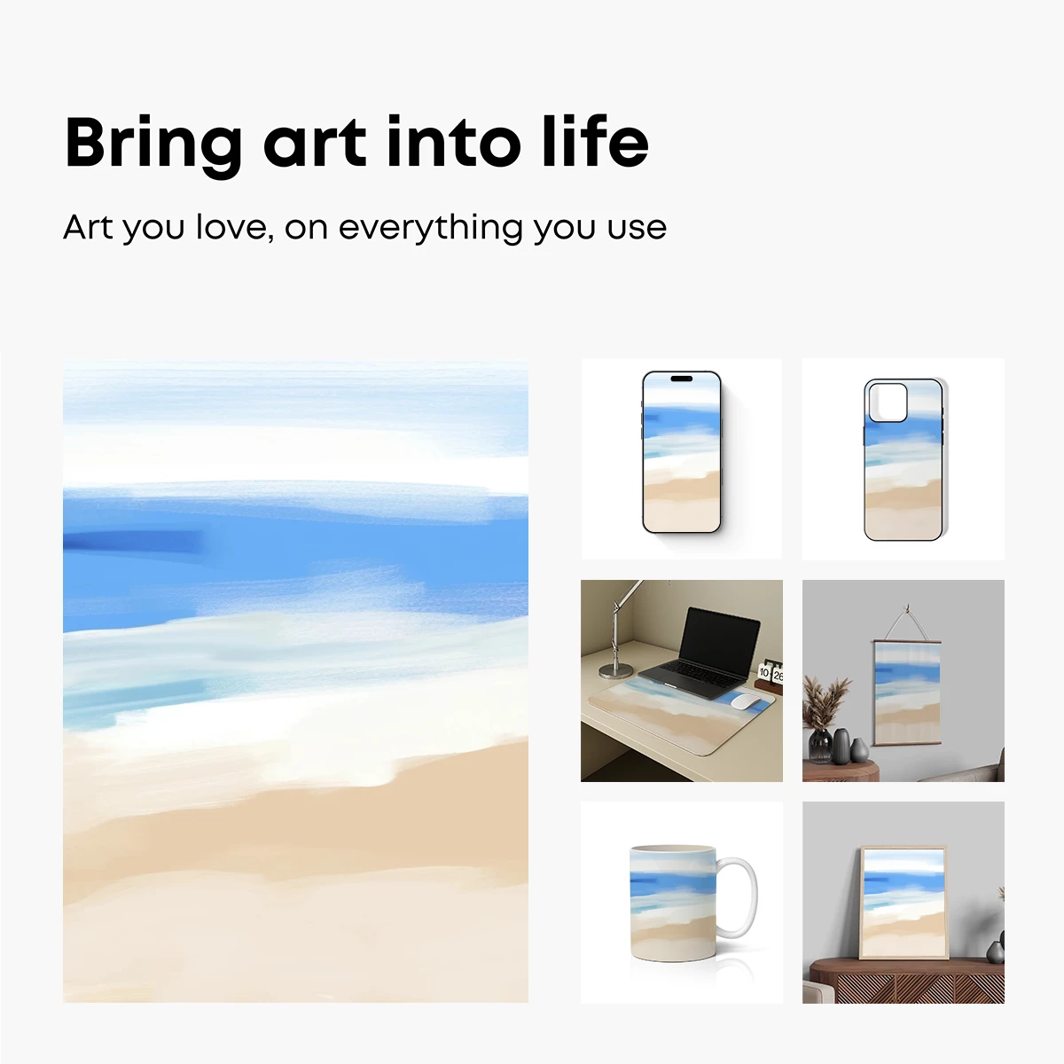 Abstract Coastal Serenity: Brushstroke Beachscape - Image 2