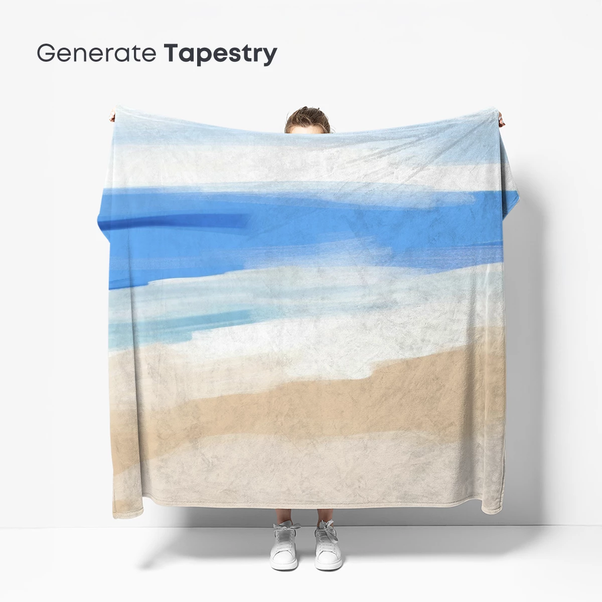 Abstract Coastal Serenity: Brushstroke Beachscape - Image 5