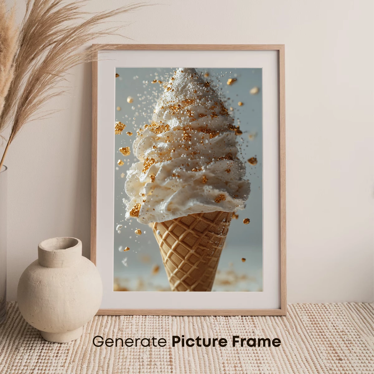 Golden Swirls Ice Cream Cone Art - Image 7