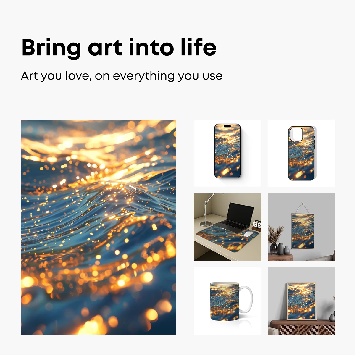 Golden Ripple Symphony: Sunlit Water Waves - Image 2