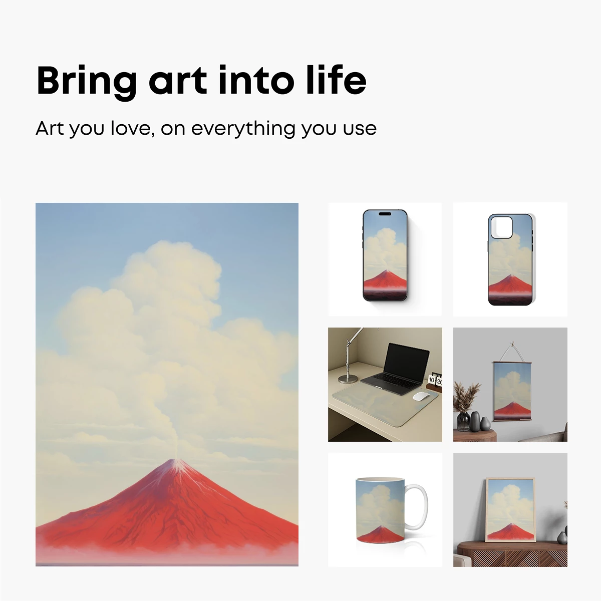 Crimson Volcano Eruption: Surreal Landscape Art - Image 2