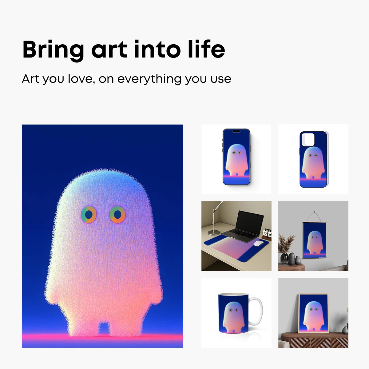 Fuzzy Ghost in Neon Glow - Image 2