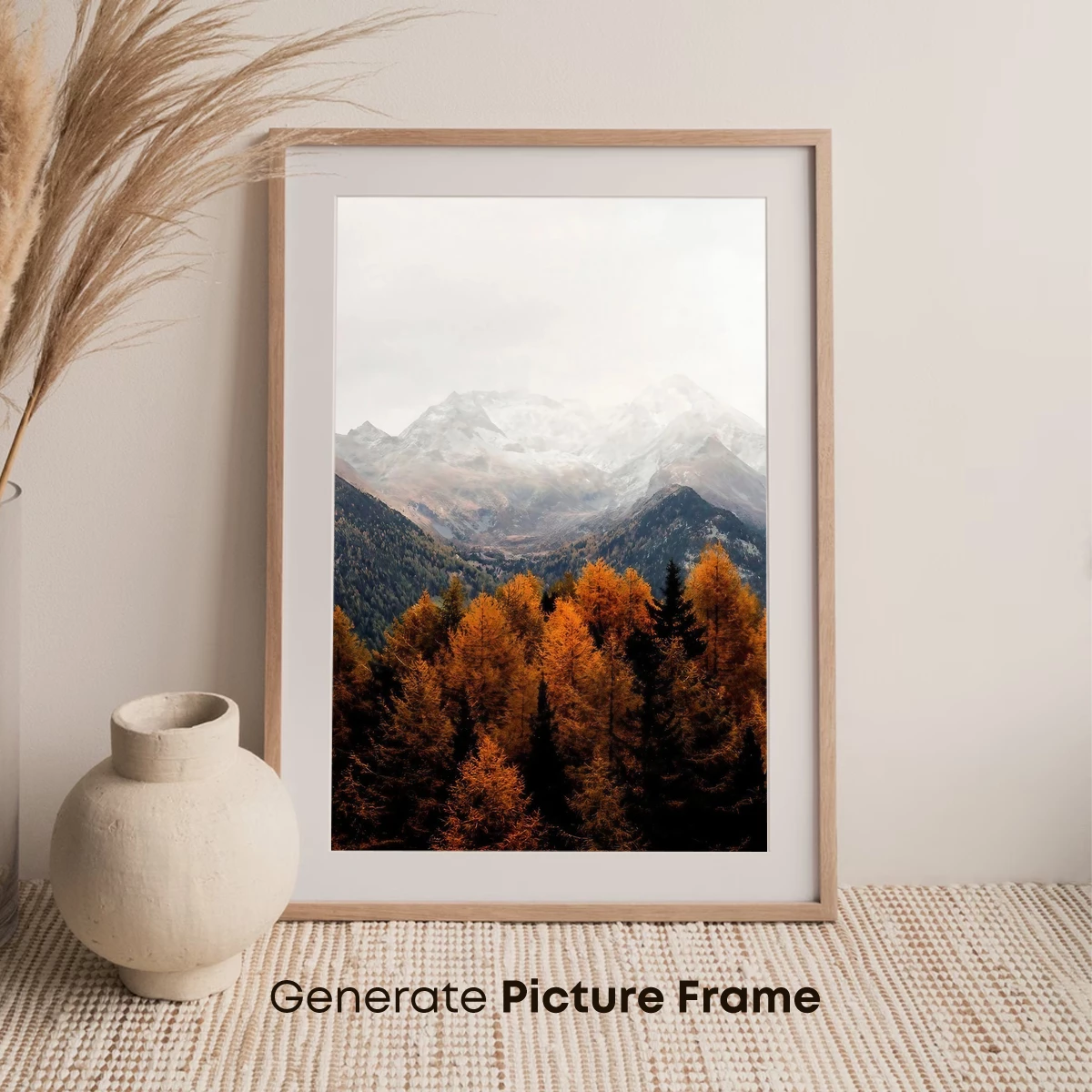 Autumnal Peaks: Golden Forest Meets Snow-Capped Mountains - Image 7
