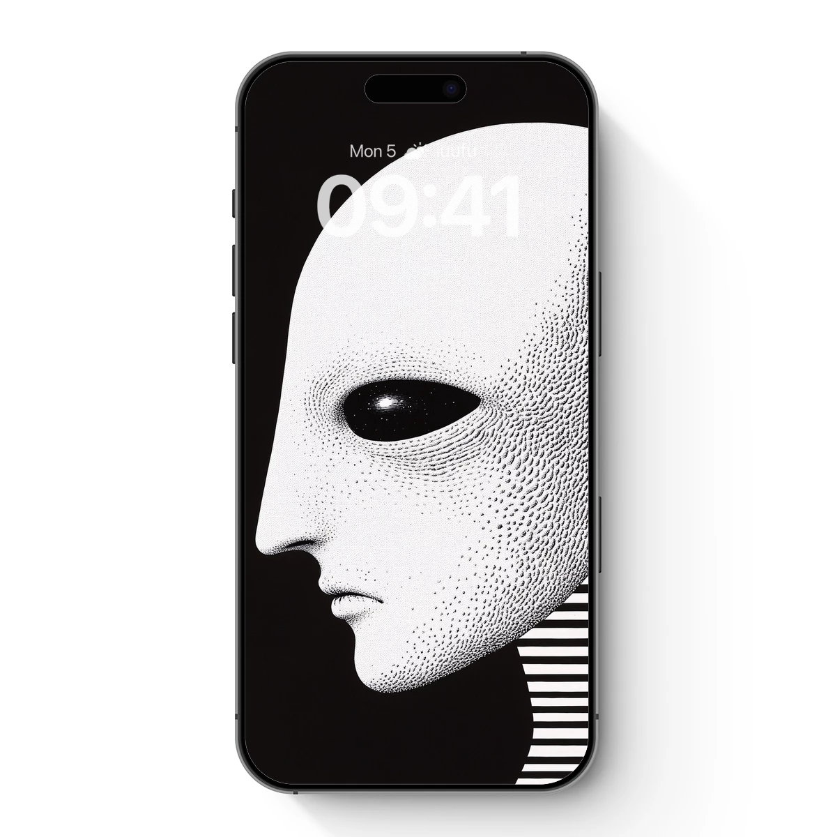 Dotwork Alien Profile: Futuristic Monochrome Art