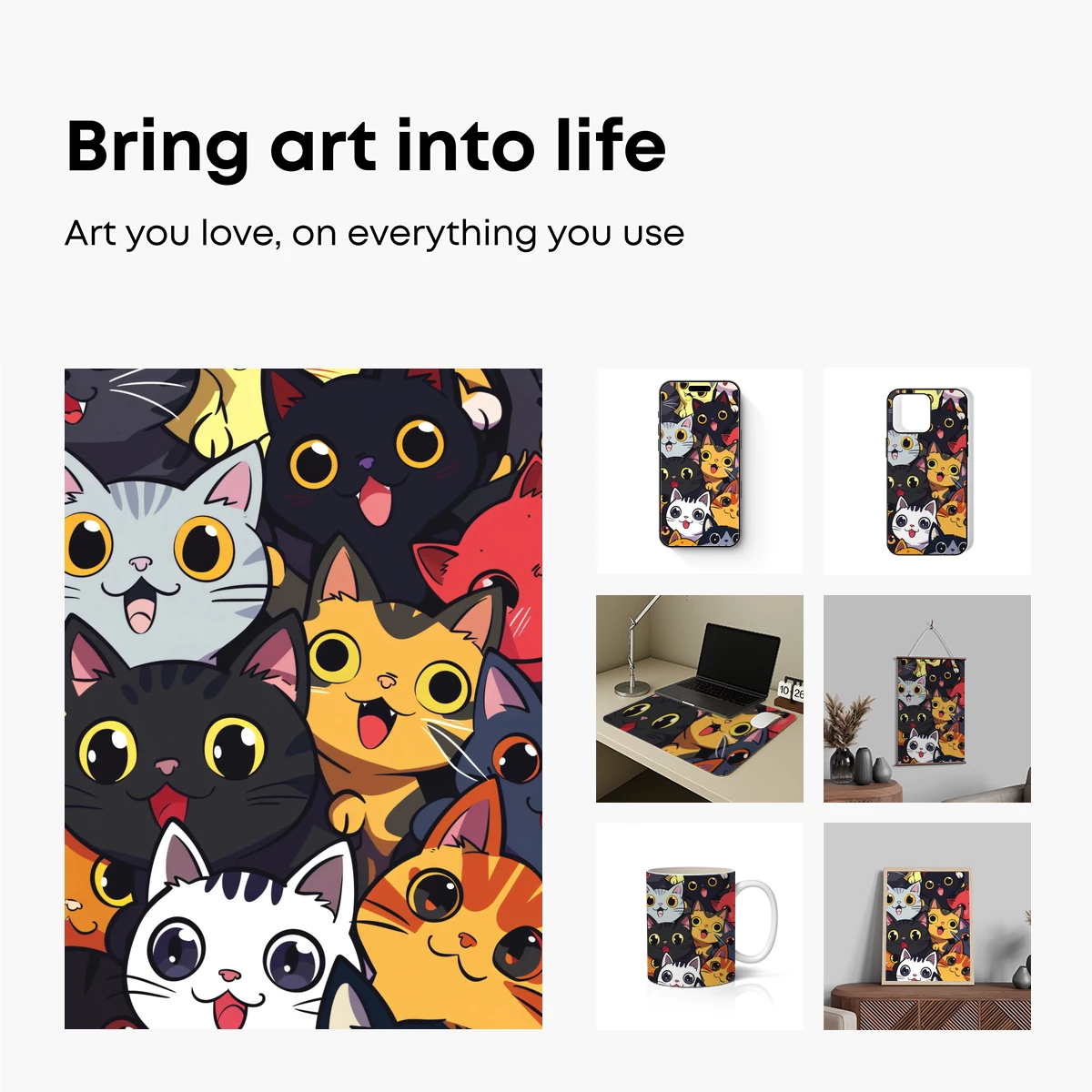 Cute Kitten Collage: Whimsical Feline Faces - Image 2