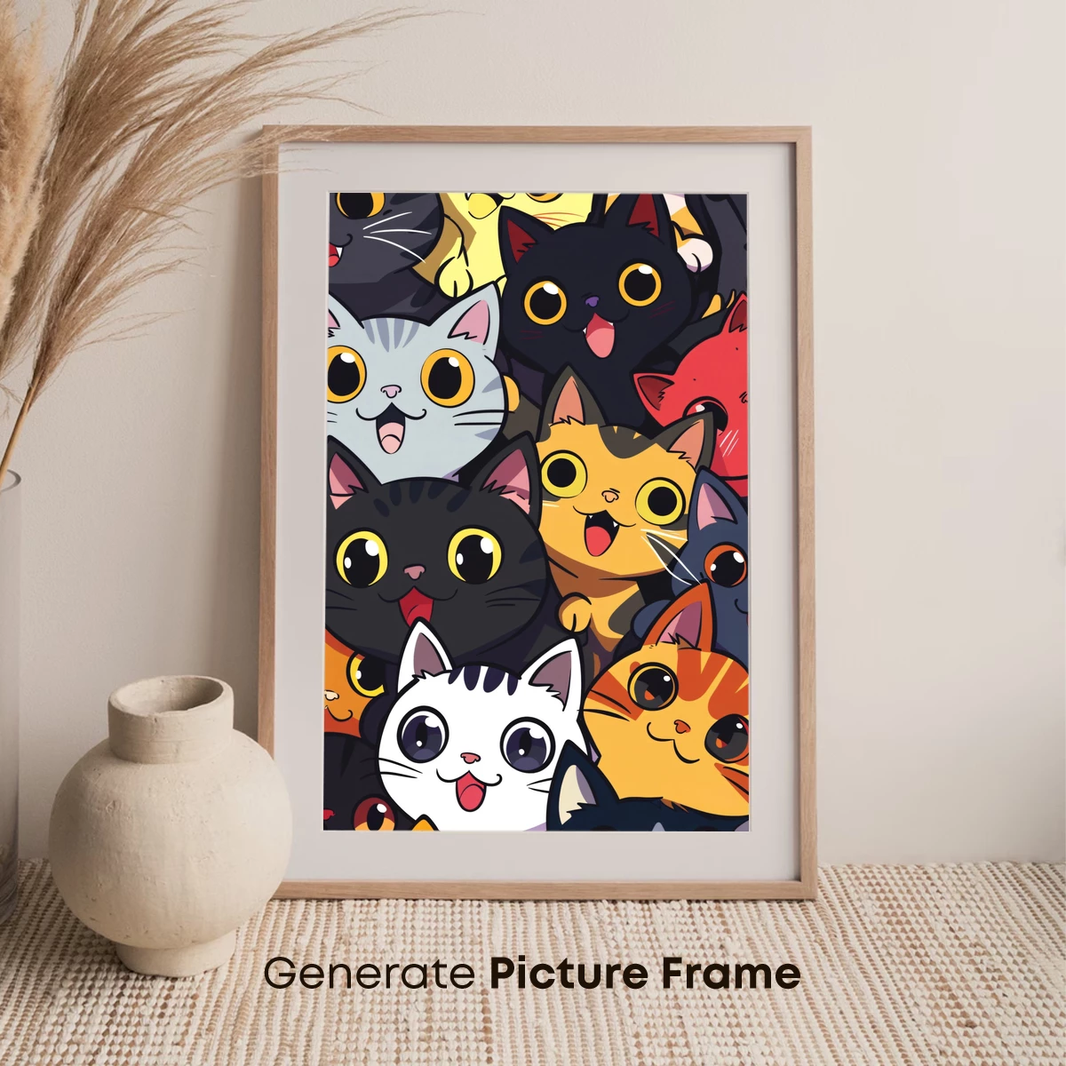 Cute Kitten Collage: Whimsical Feline Faces - Image 7