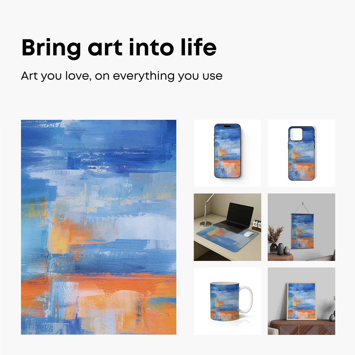 Blue Horizon Odyssey: Abstract Brushstroke Symphony - Image 2