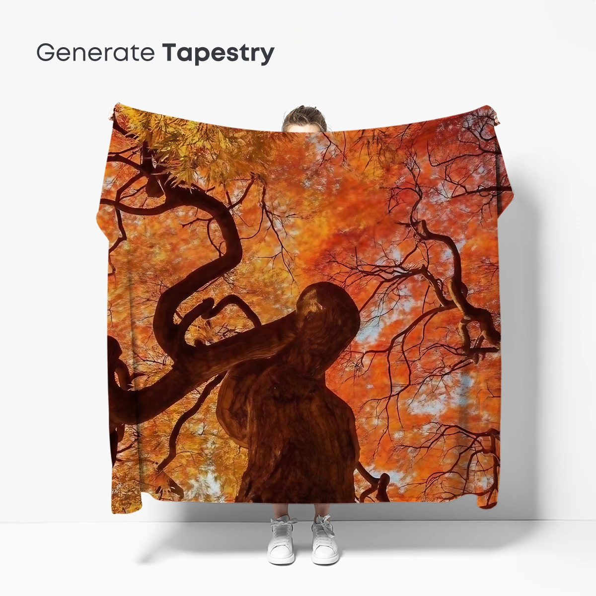 Autumn's Embrace: Twisted Tree in Fiery Canopy - Image 5