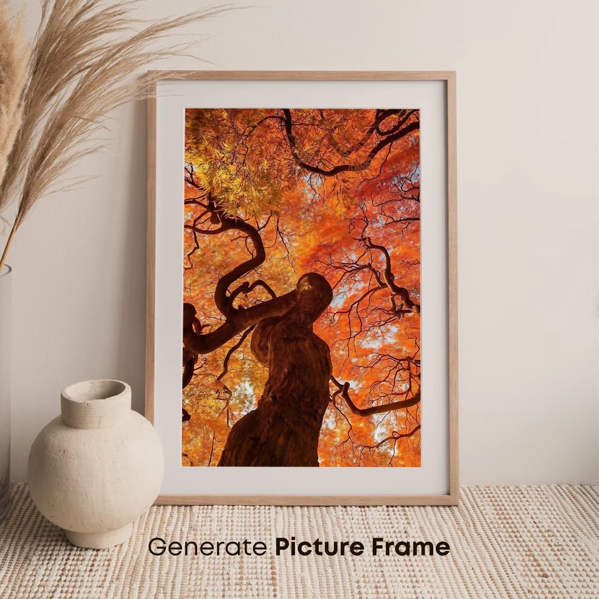 Autumn's Embrace: Twisted Tree in Fiery Canopy - Image 7
