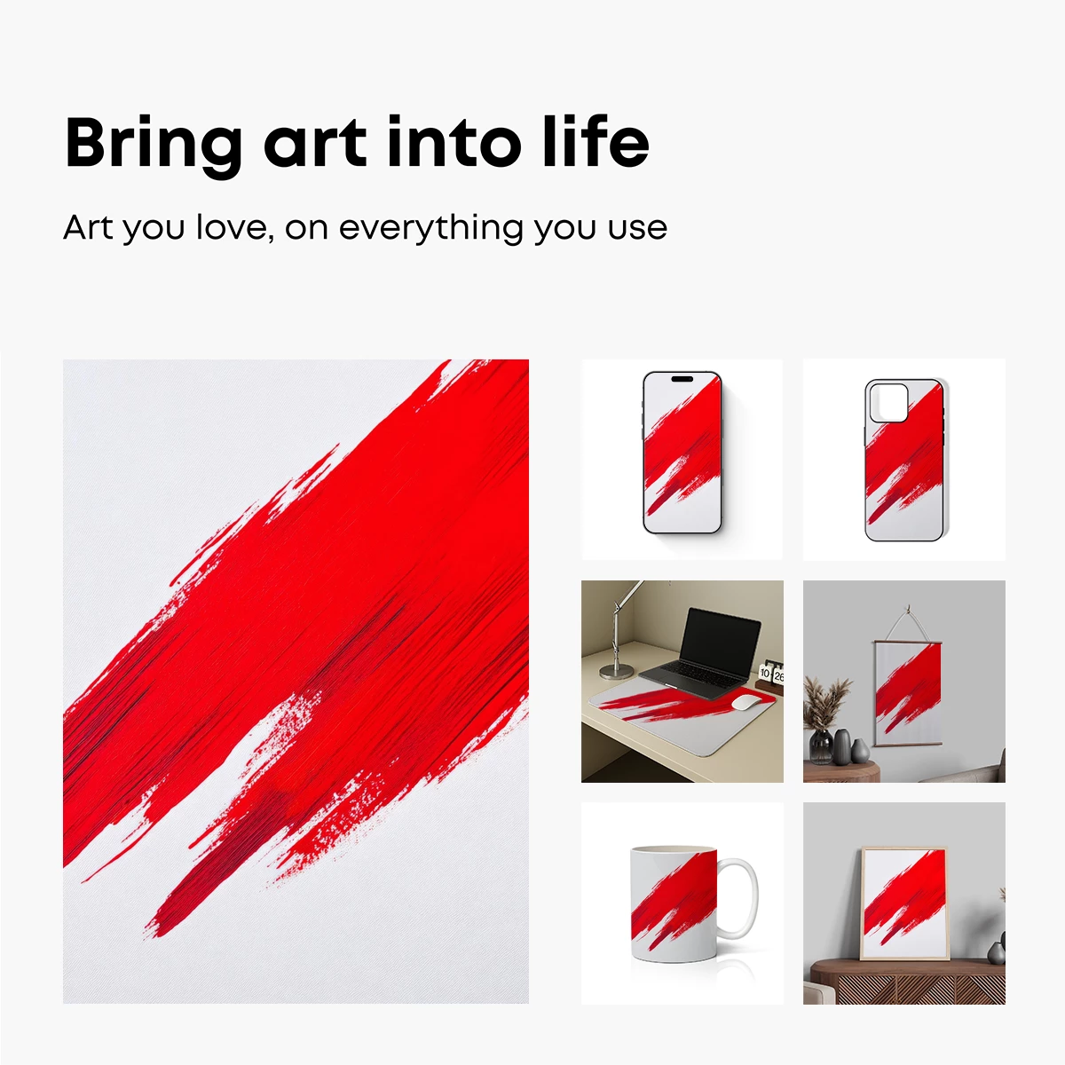 Bold Red Brushstroke: Abstract Artistry - Image 2