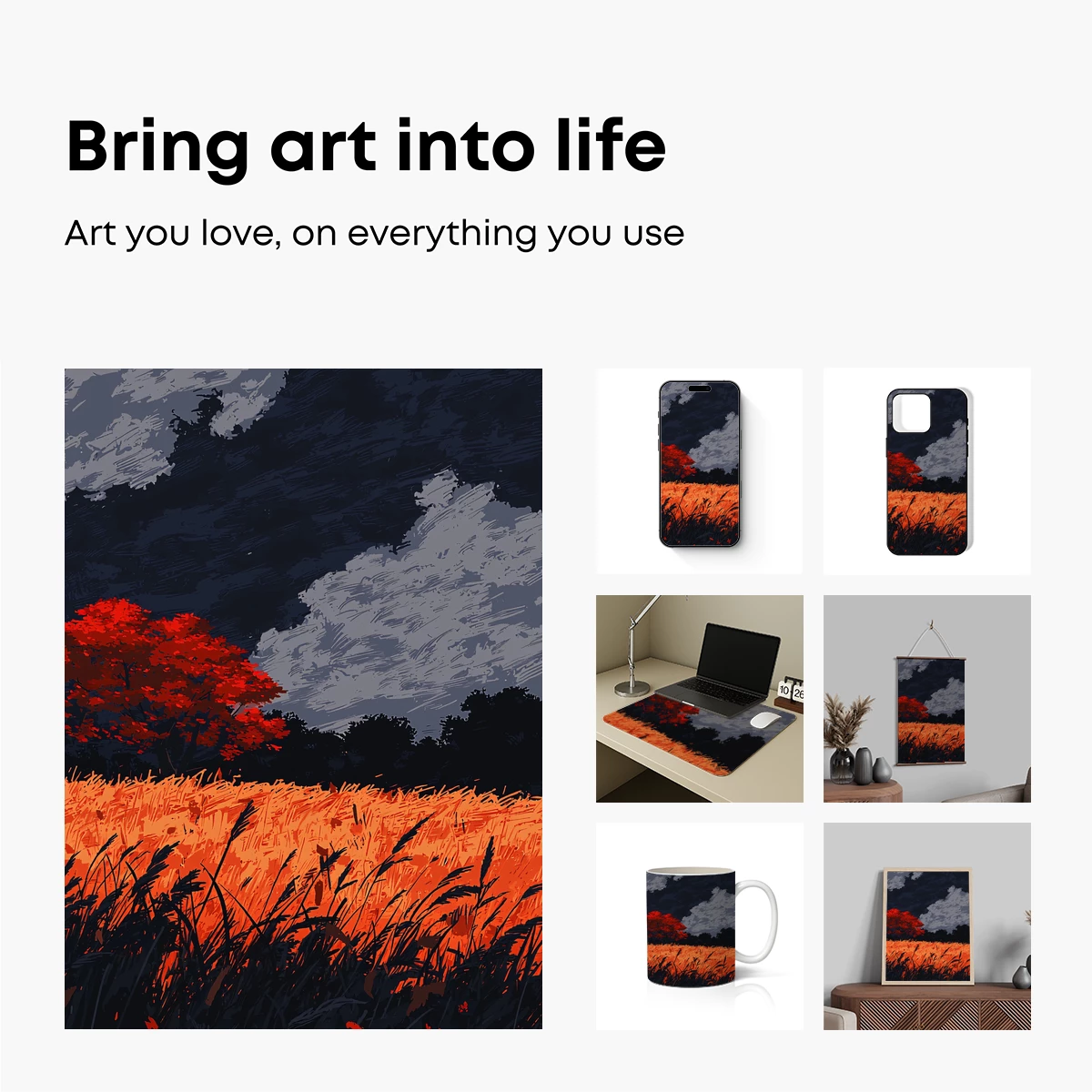 Crimson Sunset Over Golden Fields - Image 2