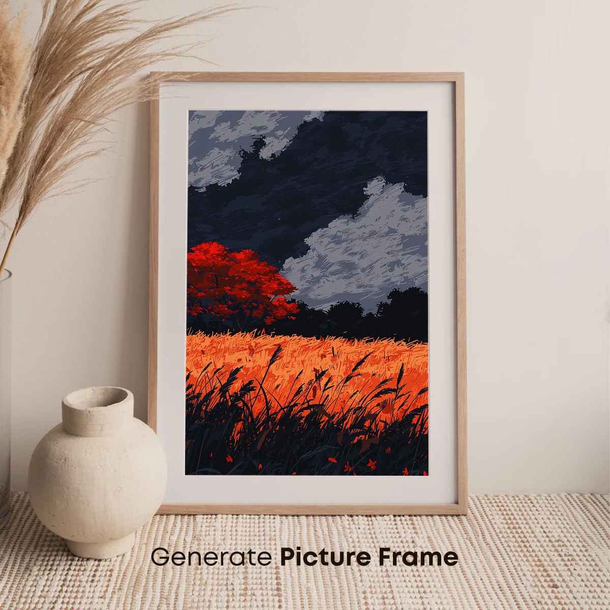 Crimson Sunset Over Golden Fields - Image 7