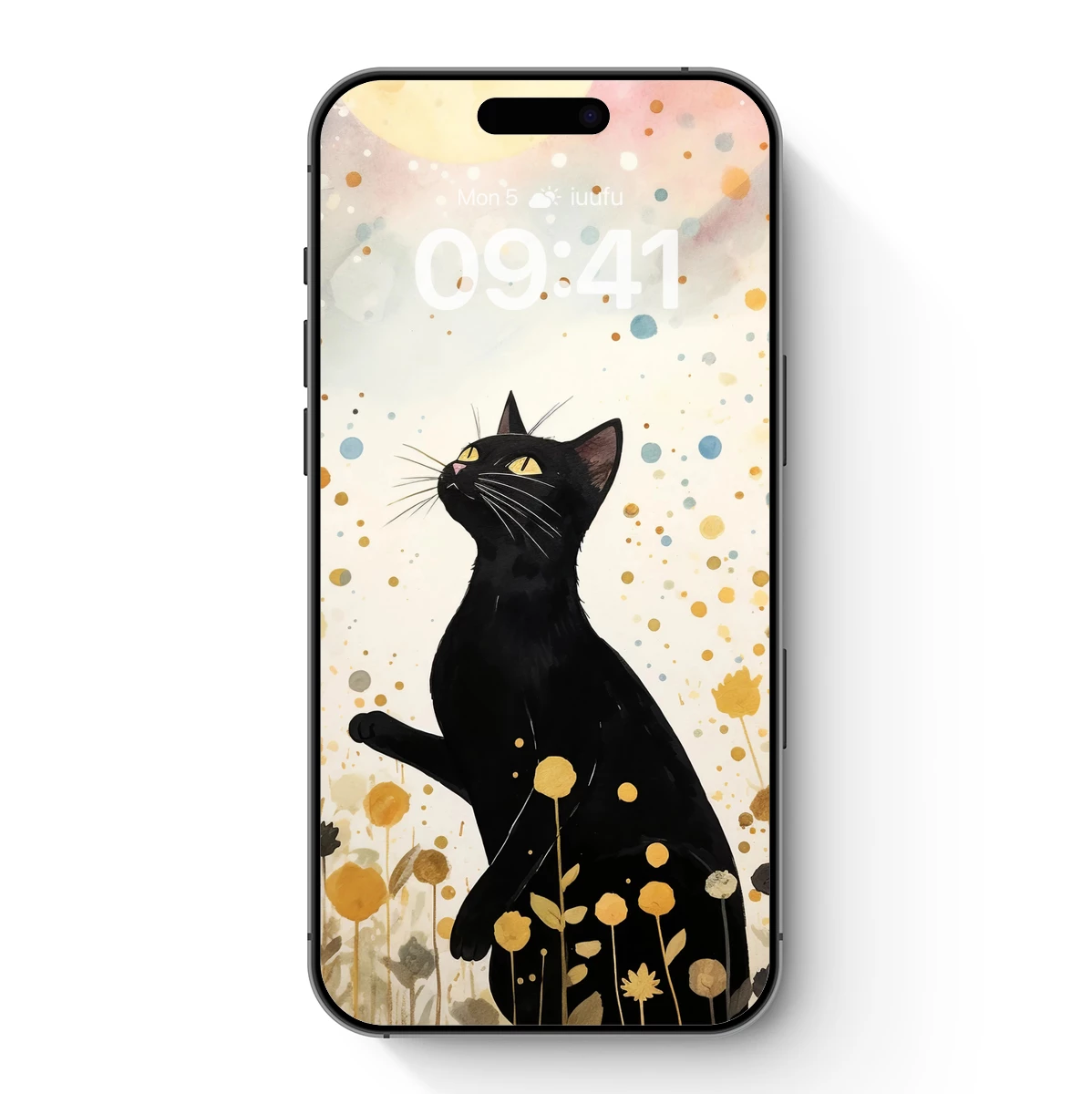 Ethereal Midnight Cat in a Floral Dreamland